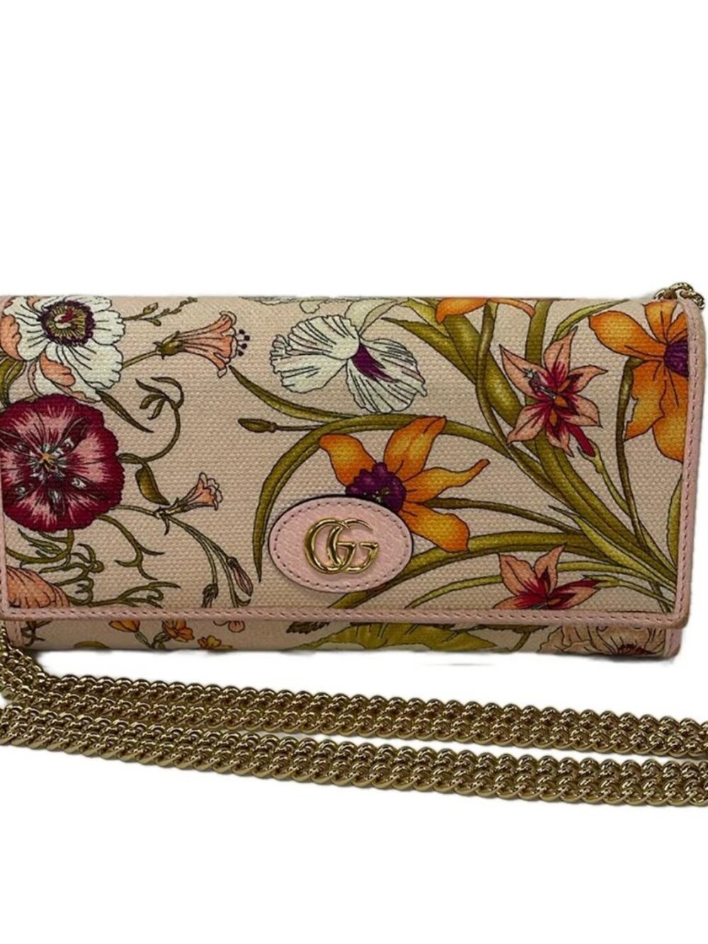 GUCCI GG Marmont, Flora 577343 Pink Beige Cream Multi Canvas Leather